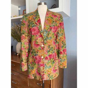 Vintage 90’s GAP Floral Linen Cotton Blazer Boyfriend Jacket Cottagecore